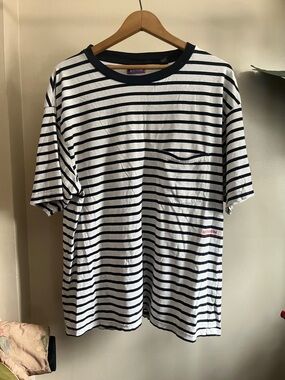 Scotch & Soda VINTAGE White & Navy Striped Pocket Tee with funfetti!